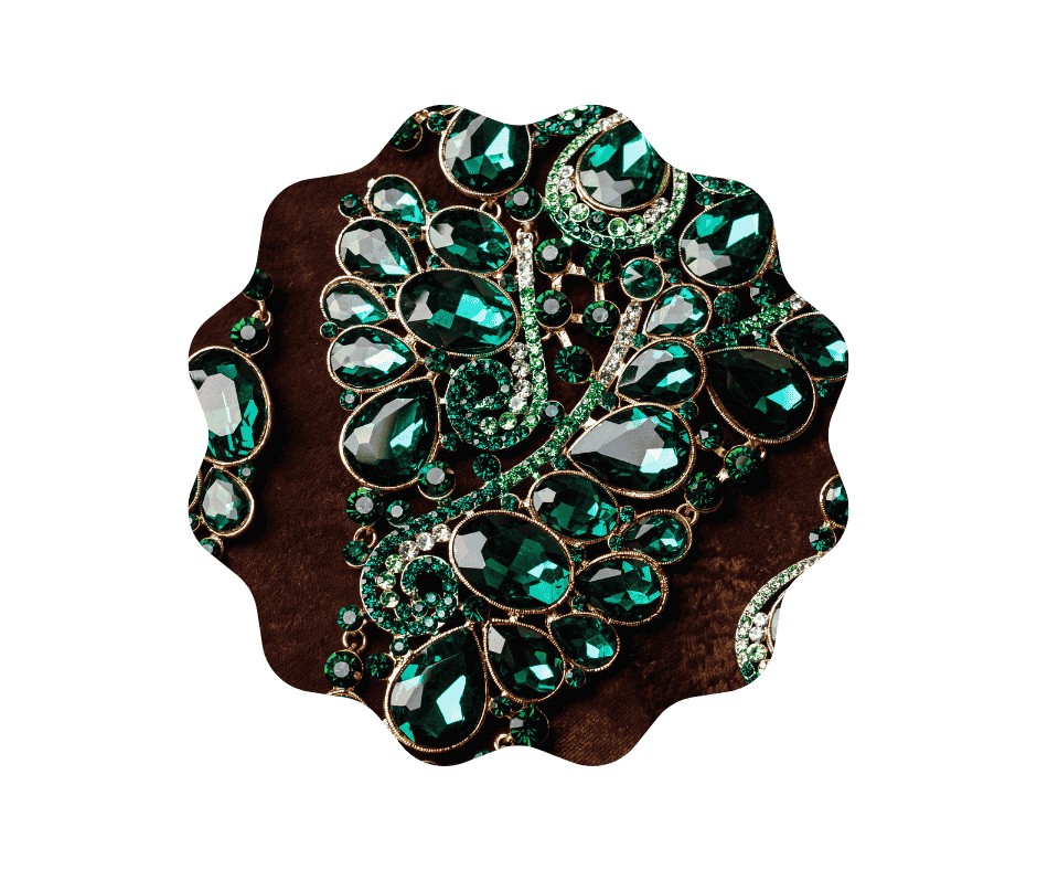 a closeup of gems from an ornament