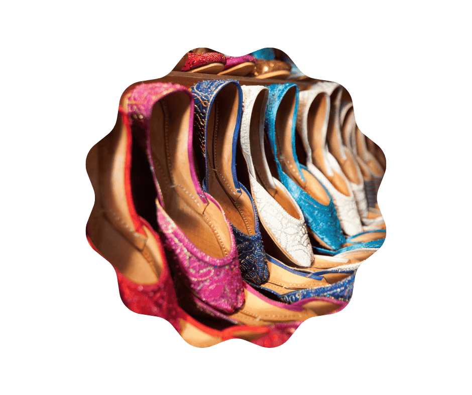 a series of shoes arranged together