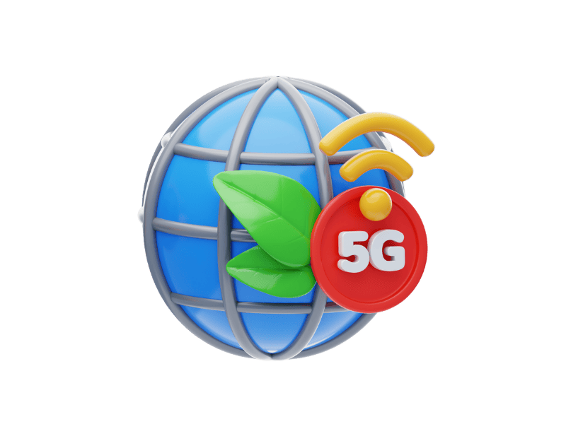 a globe replica with a 5G label on it