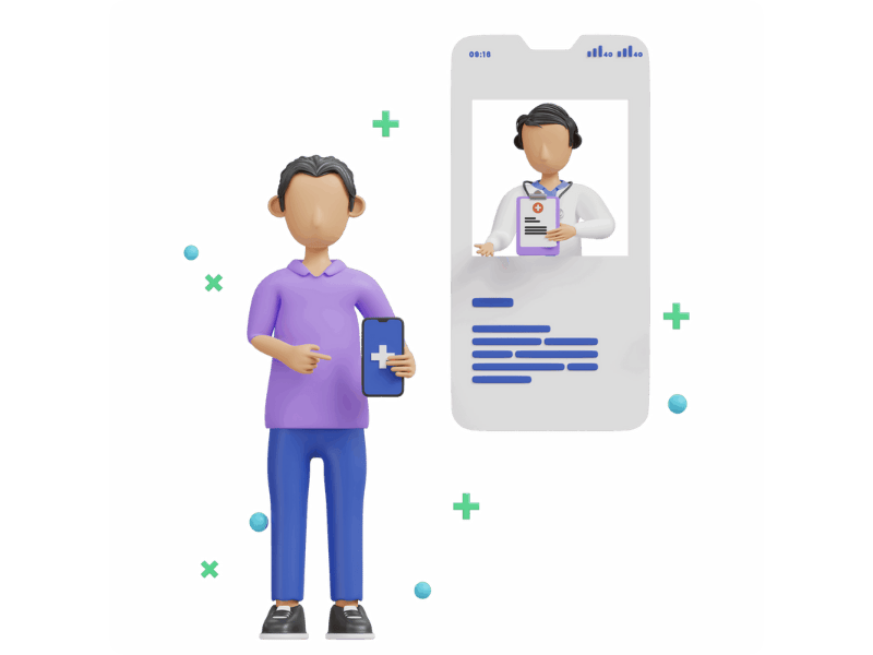 A person with a mobile phone linked to a digital health app