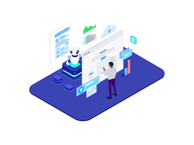 A person interacting with an AI assistant