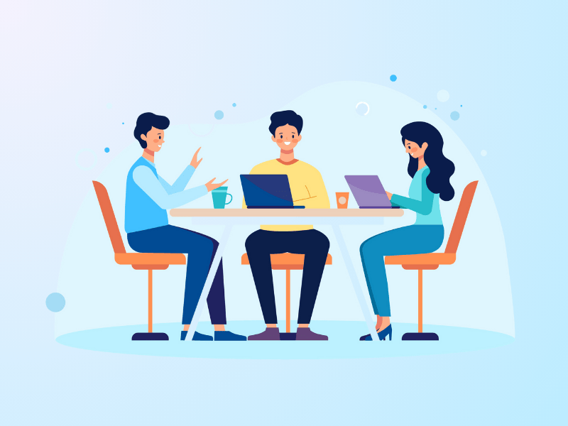 three people working on their laptop