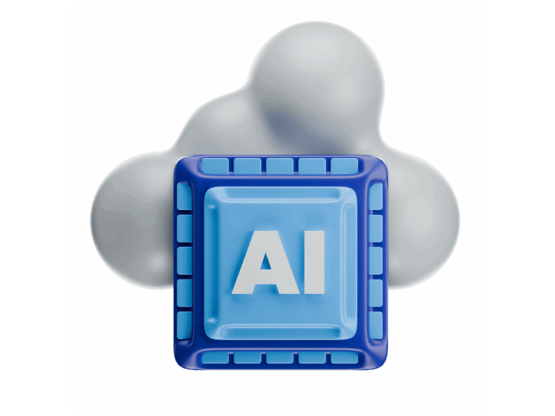 an AI chip against a cloud background