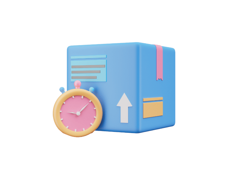 a delivery parcel with the icon a clock next to it