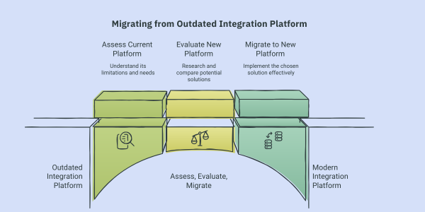 infographic showcasing the process of migrating to a new integration platform