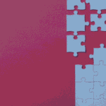 puzzle pieces disintegrated from each other against a red backdrop