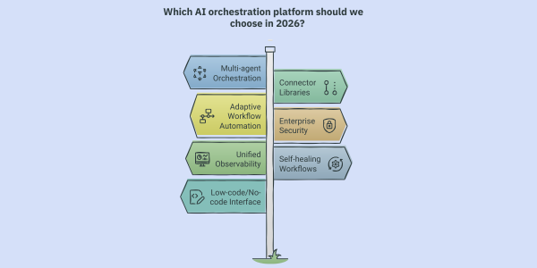 infographic highlighting the features that an AI Orchestration Platform should have in 2026