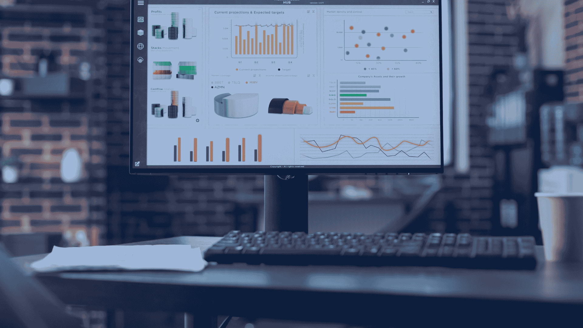 Analytics dashboard on a monitor, representing tracking ROI and results after a workflow automation rollout